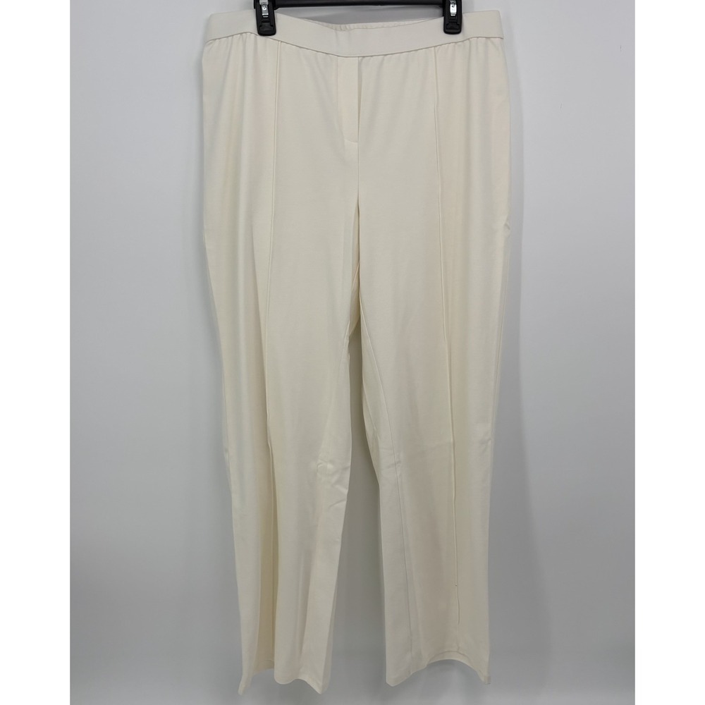 J Jill Wearever Collection Cream Pull On Pants Women's Large New Elastic Waist
